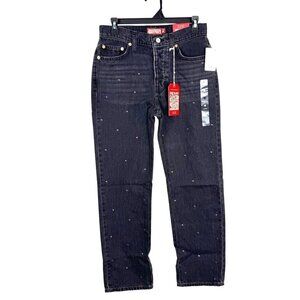 Lucky Brand NEW Legend 90s Loose High Rise Grey Studded Button Fly Jeans Sz 2/26